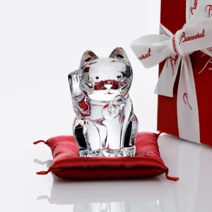 Baccarat／バカラ まねき猫 クリア Sサイズ 座布団付き