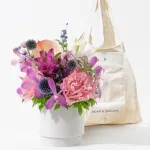 DEAN & DELUCA ショッピングバッグ ナチュラルとサマーアレンジメント 南国系 ピンク ブルー S