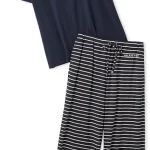 レーヨンロゴTシャツ&ボーダーロングパンツセット