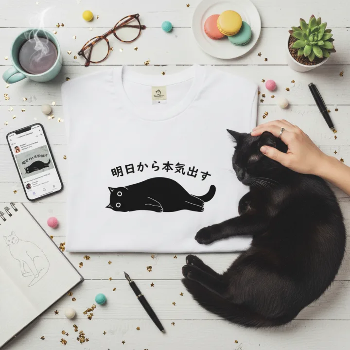 猫の表情に癒される「猫Tシャツ」