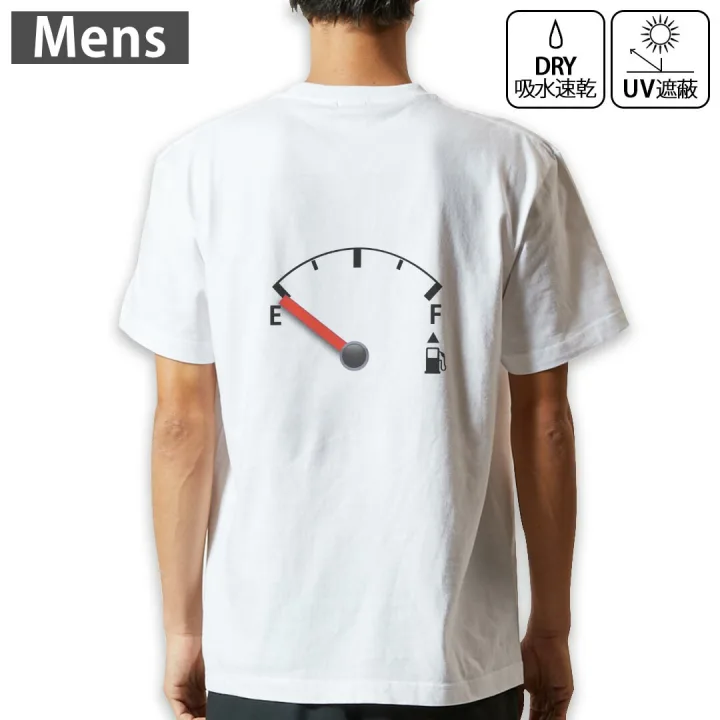 燃料計デザインのバックプリントTシャツ