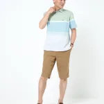 スノーリネン パネルボーダー ポロシャツ 【接触冷感】