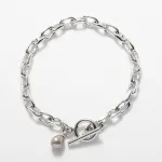 LINK CHAIN GRAY PEARL CHARM BRACELET