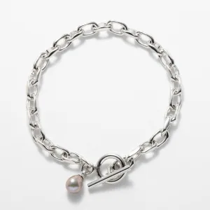 tsui／ツイ LINK CHAIN GRAY PEARL CHARM BRACELET