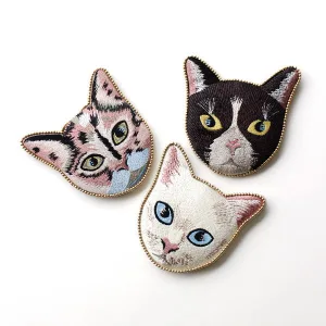 キャット刺繍ミラー