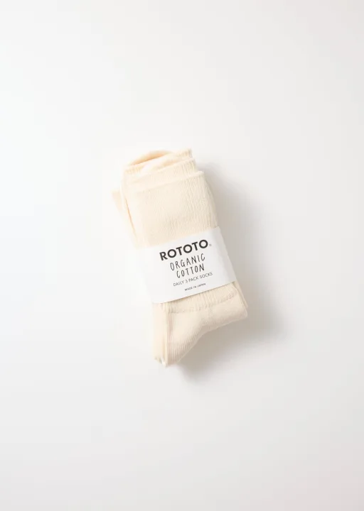 RoToTo オーガニック デイリー3パック リブクルーソックス