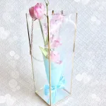 bouquet de muguet チューリップとスイトピーの空色リボンブーケ（クリアBOX付き）