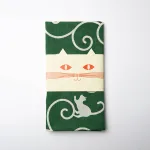 長崎の猫雑貨 nagasaki-no neco 尾まがり手ぬぐい 緑